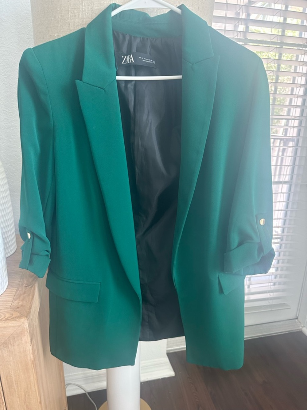 ZARA Green Blazer Open Front Jacket Size S